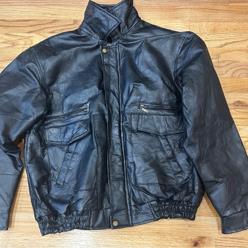 Men's Classic Black Bomber Jacket by LeatherWorks
